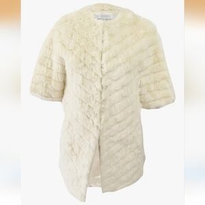 Tahari ASL Women's Faux-Fur Topper Jacket  Champagne Gold Size Small NWT